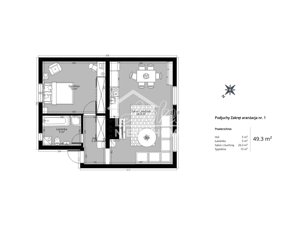 Mieszkanie 49,3&nbsp;m², Szczecin, Podjuchy, Zakręt - zdjęcie 15