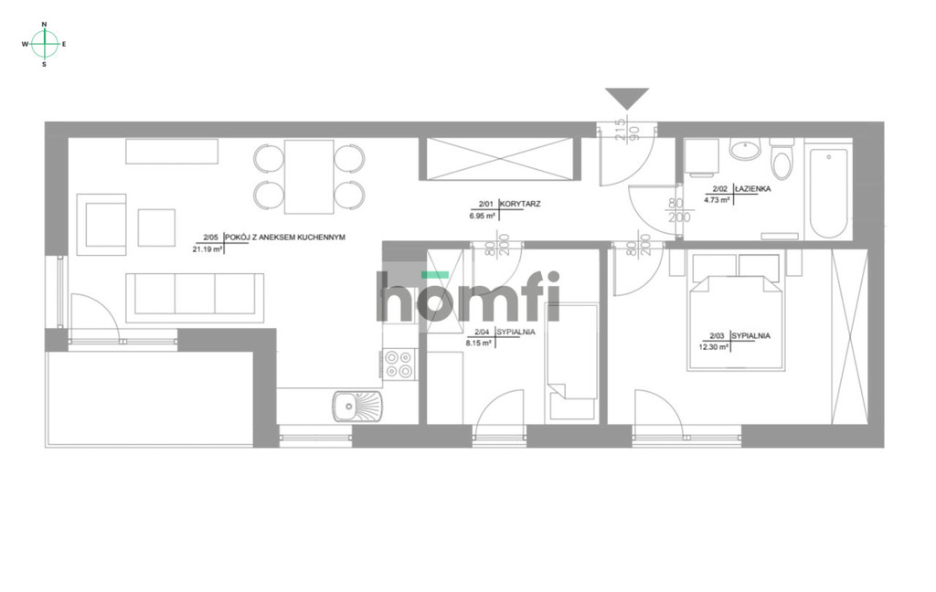 Mieszkanie 53,5&nbsp;m², Kraków, Bronowice, Sosnowiecka - zdjęcie 13