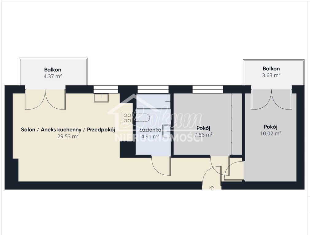 Mieszkanie 53,8&nbsp;m², Szczecin, Słoneczne, Łubinowa - zdjęcie 5