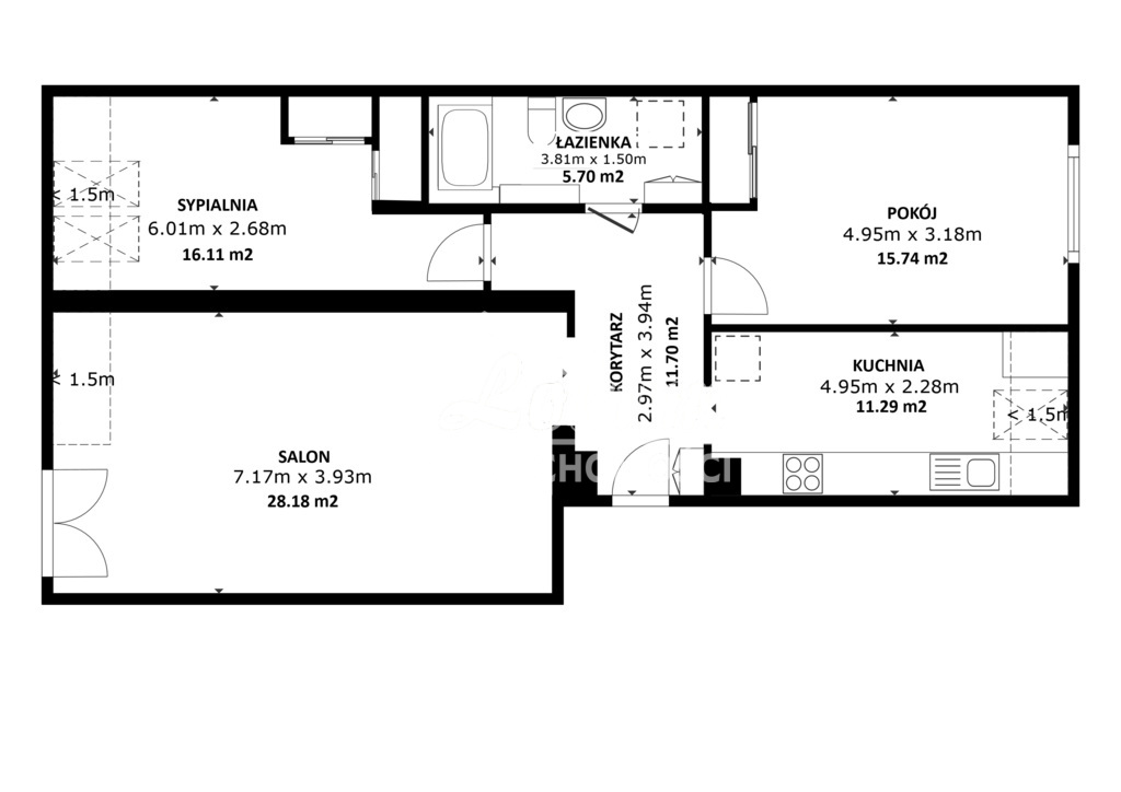 Mieszkanie 72,54&nbsp;m², Szczecin, Bukowe-Klęskowo, Akwarelowa - zdjęcie 2