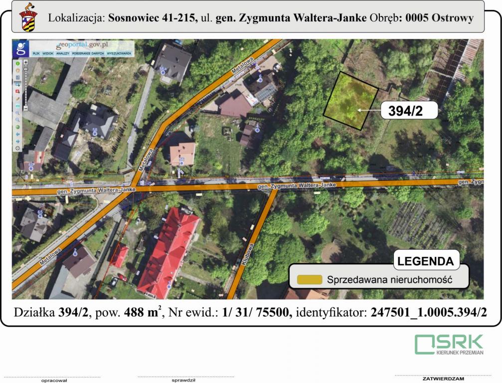 Działka inwestycyjna 488&nbsp;m², Sosnowiec, gen. Zygmunta Waltera Jankego - zdjęcie 2