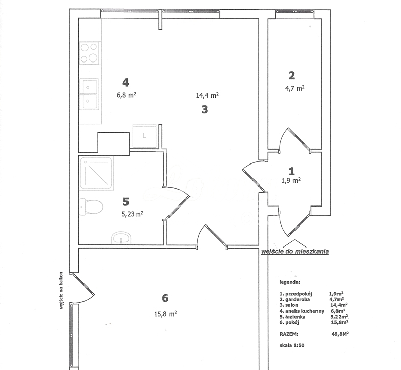 Mieszkanie 48,8&nbsp;m², Szczecin - zdjęcie 13