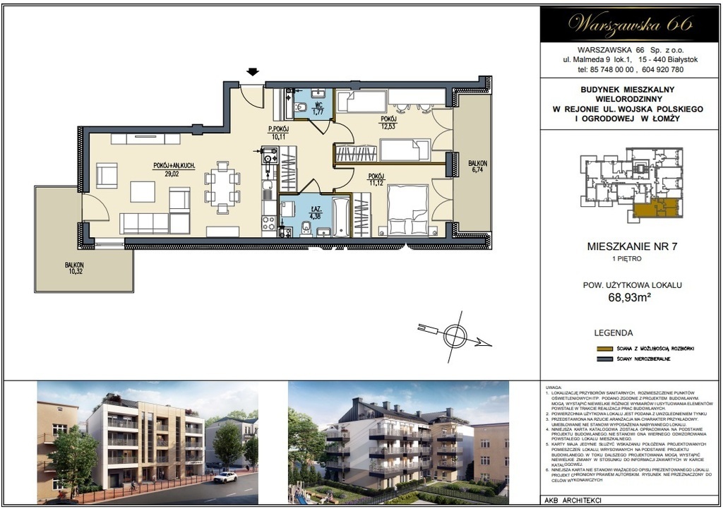 Mieszkanie 68,93&nbsp;m², Łomża, Ogrodowa - zdjęcie 3