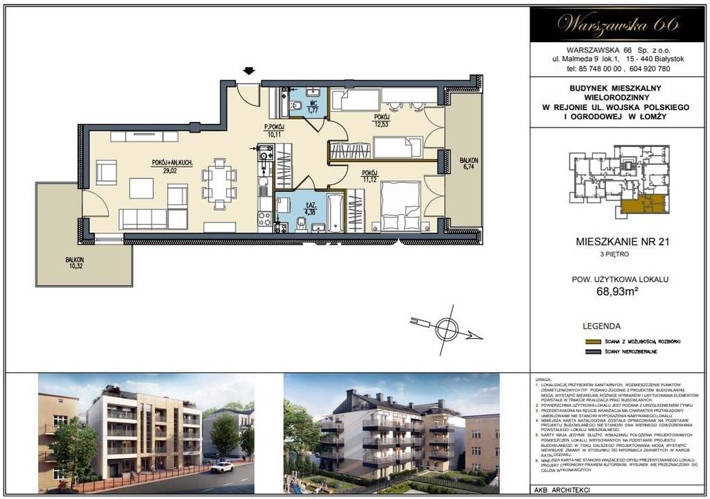 Mieszkanie 68,93&nbsp;m², Łomża, Ogrodowa - zdjęcie 2
