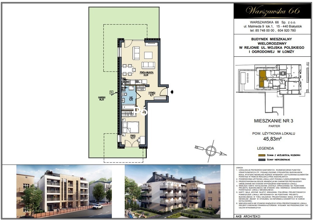 Mieszkanie 45,83&nbsp;m², Łomża, Ogrodowa - zdjęcie 13
