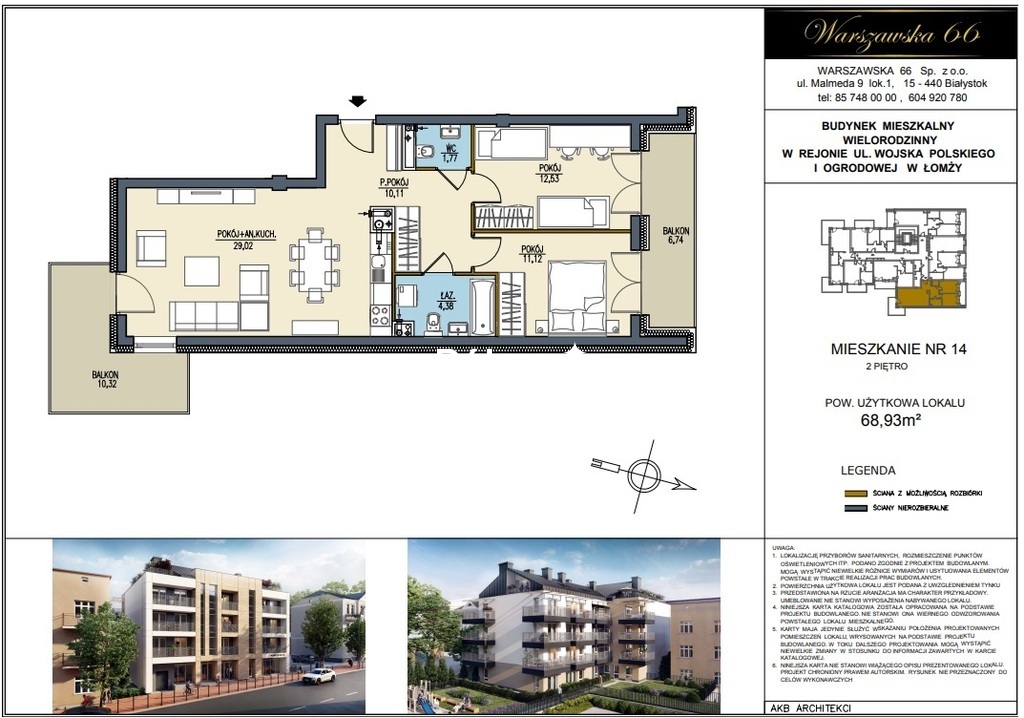 Mieszkanie 68,93&nbsp;m², Łomża, Ogrodowa - zdjęcie 2