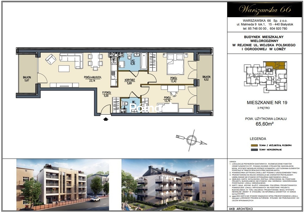 Mieszkanie 65,6&nbsp;m², Łomża, Ogrodowa - zdjęcie 19