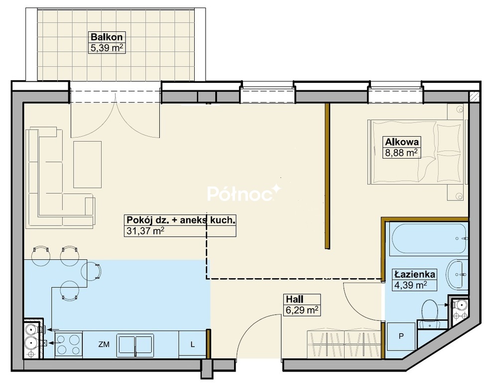 Mieszkanie 50,93&nbsp;m², Białystok, Centrum, Warszawska 64 - zdjęcie 6