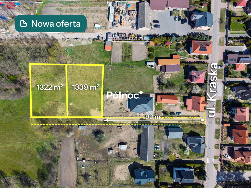 Działka budowlana 1339 m², Łomża, Kraska - zdjęcie 1