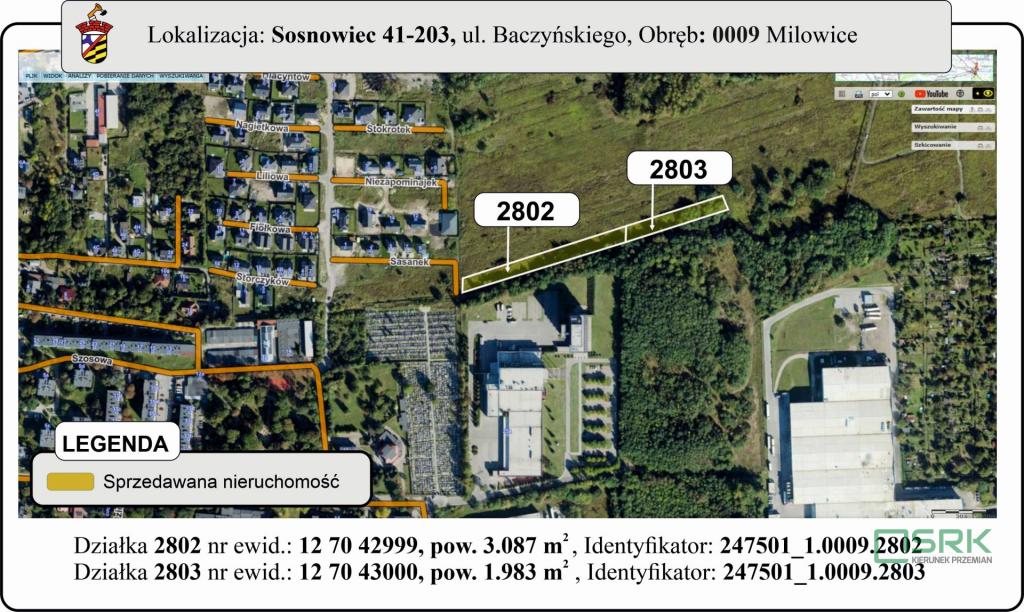 Działka inwestycyjna 5070 m², Sosnowiec, Baczyńskiego - zdjęcie 1