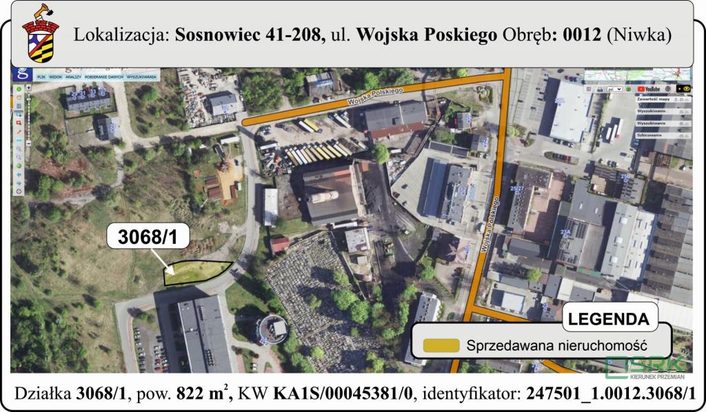 Działka inwestycyjna 822 m², Sosnowiec, Wojska Polskiego - zdjęcie 1