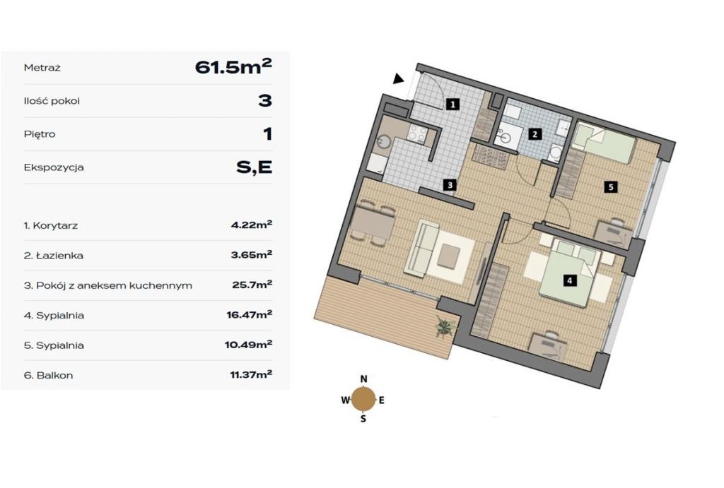 Mieszkanie 61&nbsp;m², Kraków, Głowackiego - zdjęcie 8