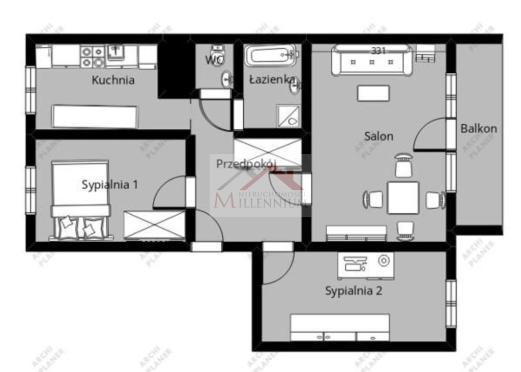 Mieszkanie 53&nbsp;m², Legionowo, Wilanowska - zdjęcie 10