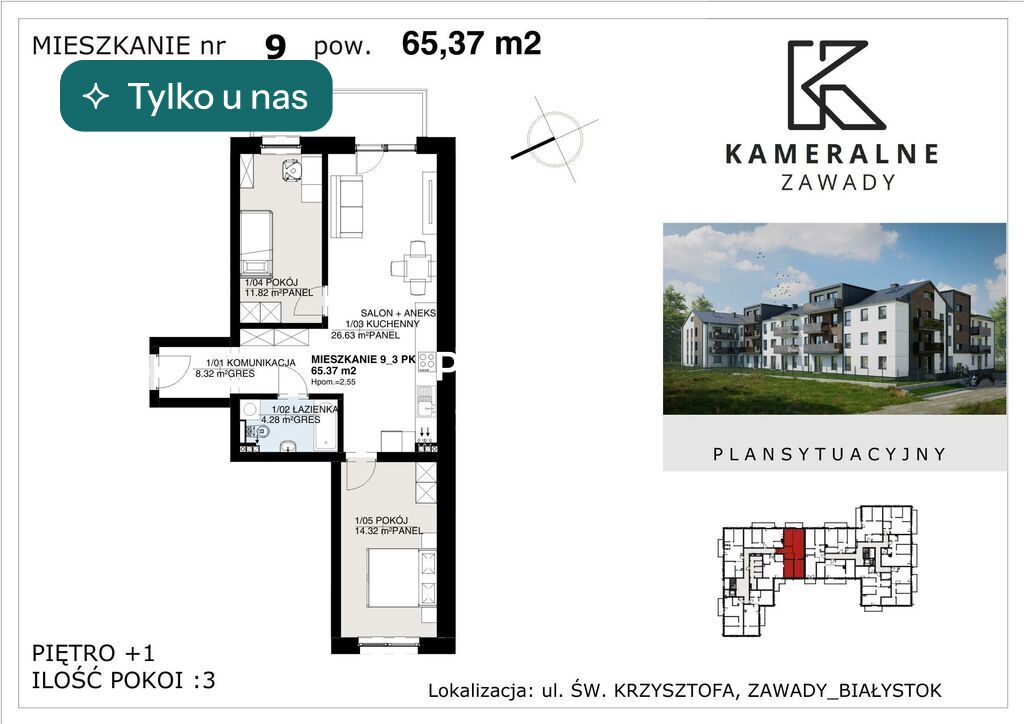 Mieszkanie 65,37&nbsp;m², Białystok - zdjęcie 1