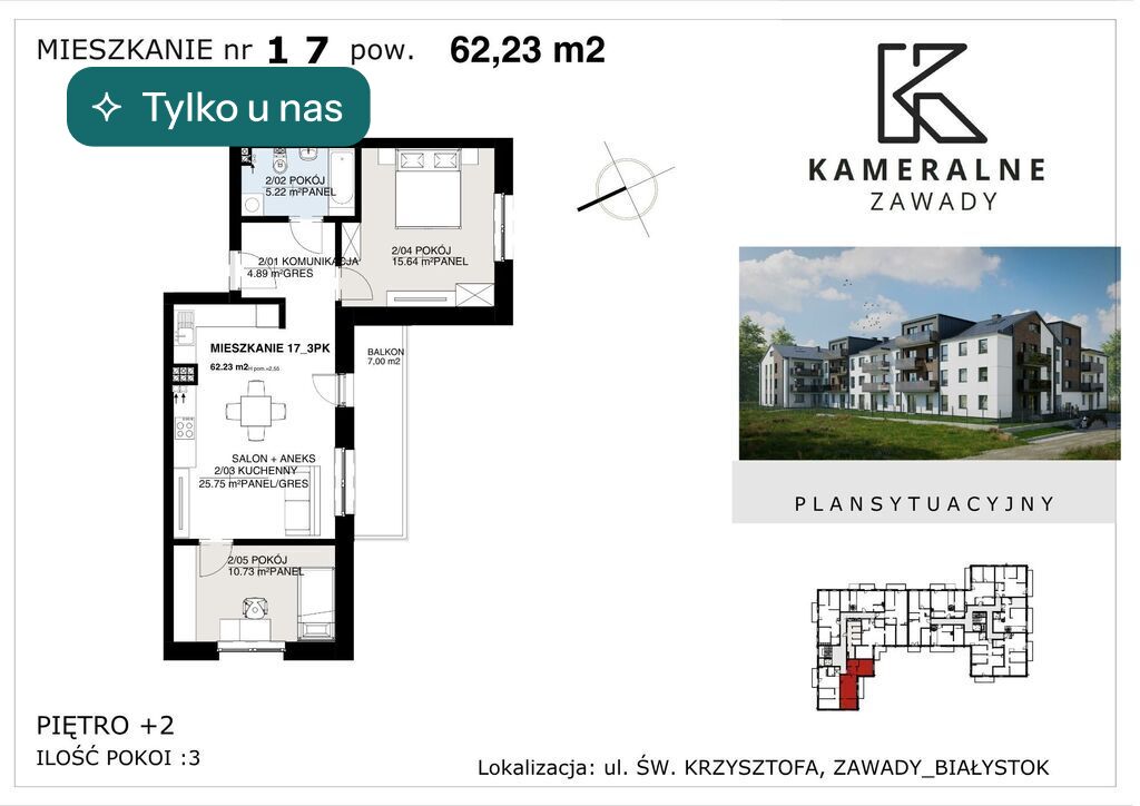 Mieszkanie 62,23 m², Białystok - zdjęcie 1