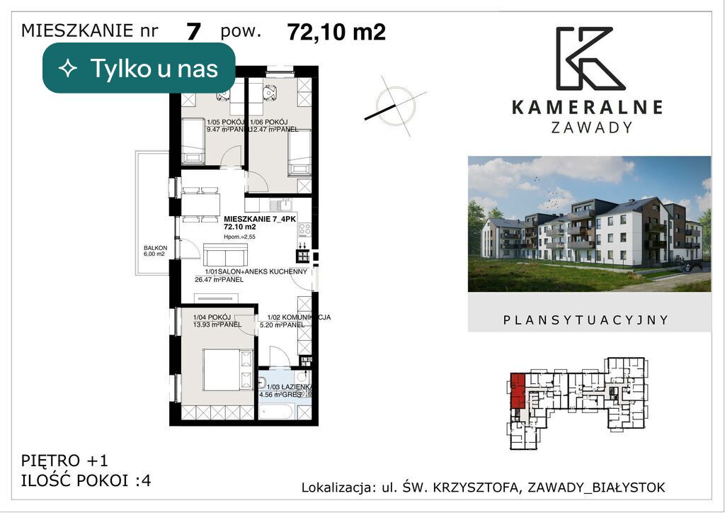 Mieszkanie 72,1 m², Białystok - zdjęcie 1