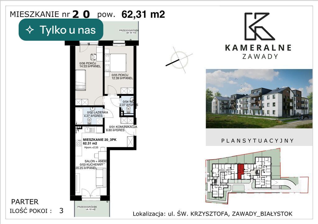 Mieszkanie 62,31&nbsp;m², Białystok - zdjęcie 1