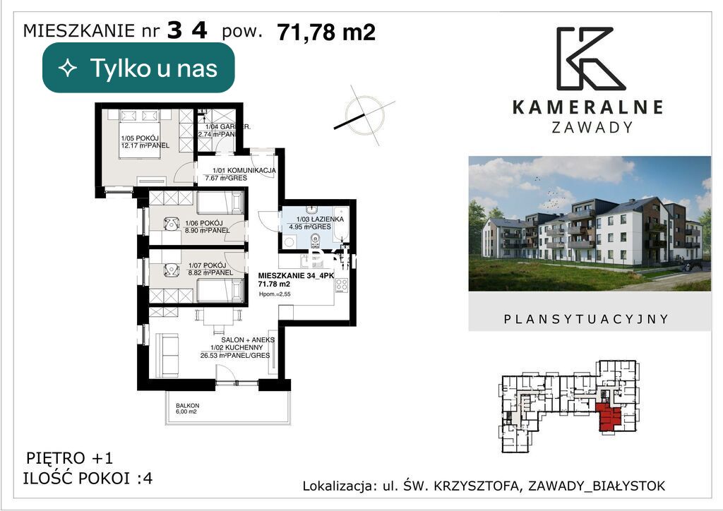 Mieszkanie 71,78&nbsp;m², Białystok - zdjęcie 1