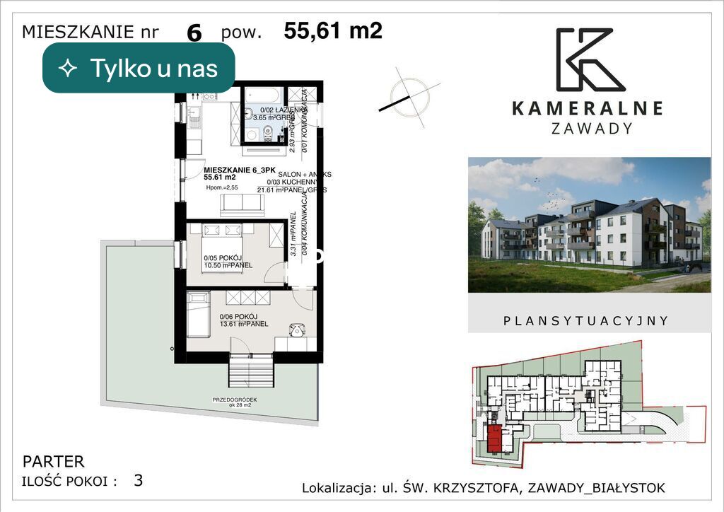 Mieszkanie 55,61&nbsp;m², Białystok - zdjęcie 1