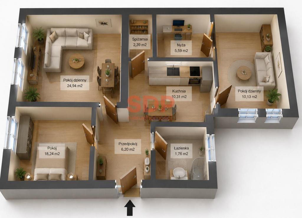 Mieszkanie 79&nbsp;m², Wrocław, Śródmieście, Słowiańska - zdjęcie 16