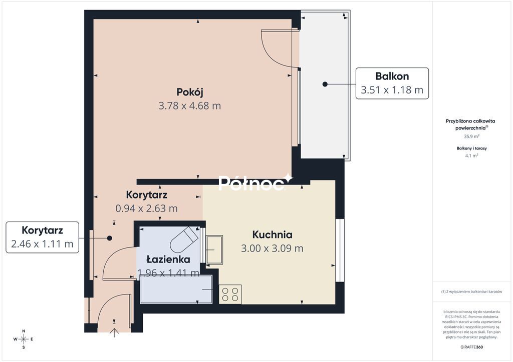 Mieszkanie 35,29&nbsp;m², Białystok, al. Józefa Piłsudskiego - zdjęcie 4