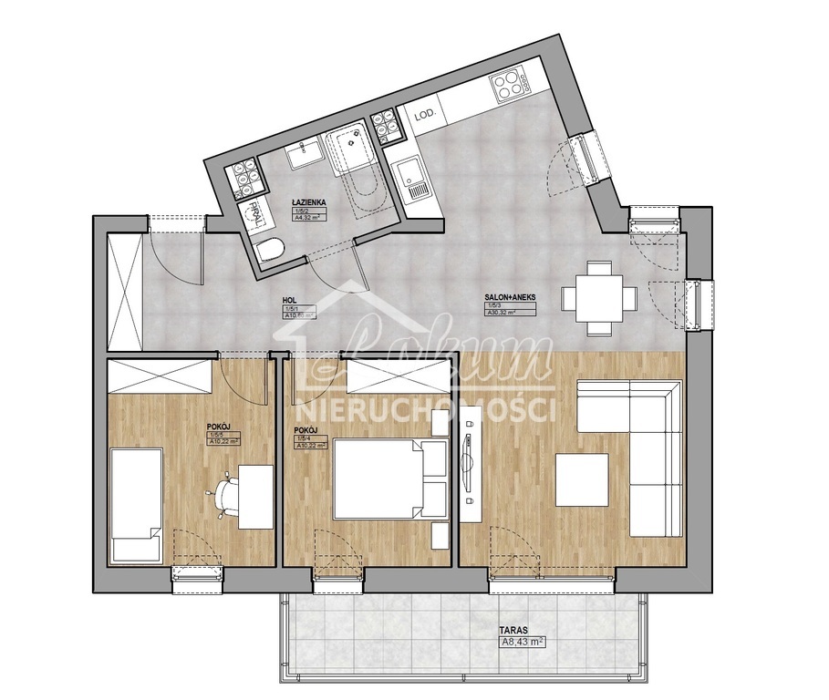 Mieszkanie 45,32&nbsp;m², Kamień Pomorski, Wojska Polskiego - zdjęcie 12