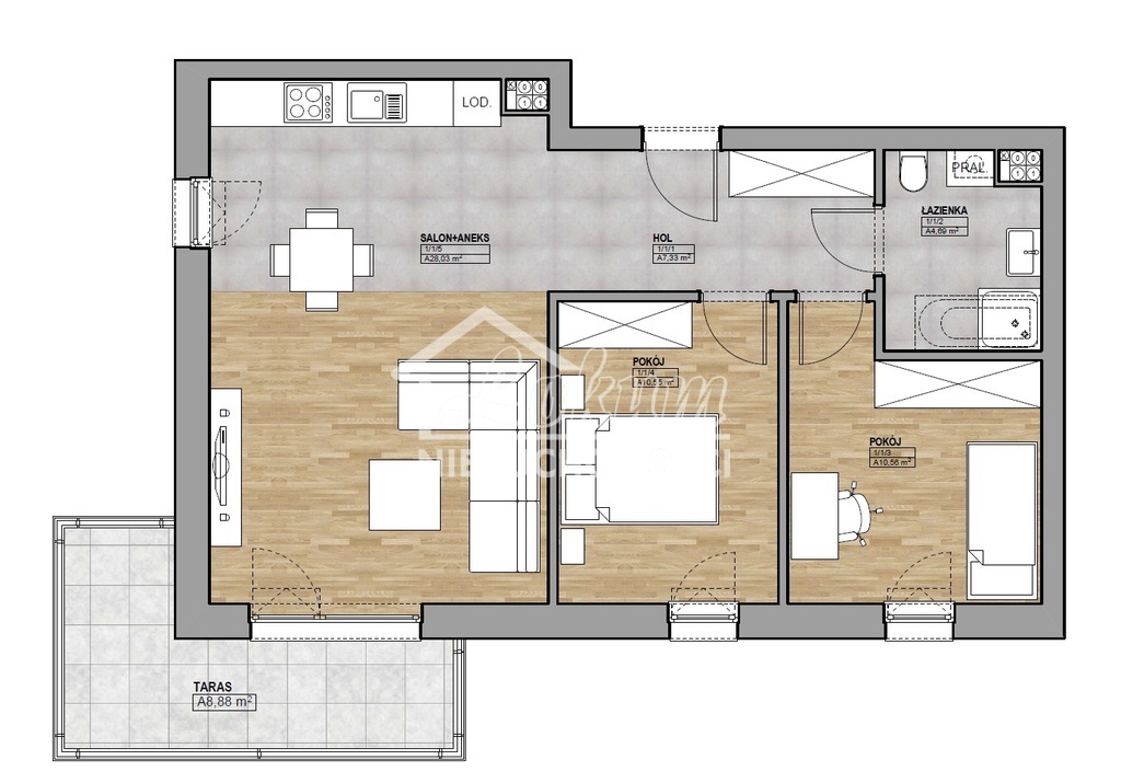 Mieszkanie 45,32&nbsp;m², Kamień Pomorski, Wojska Polskiego - zdjęcie 8