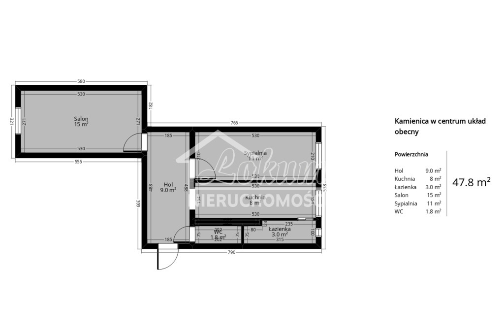 Mieszkanie 47,8&nbsp;m², Szczecin, Centrum, Kujawska - zdjęcie 9