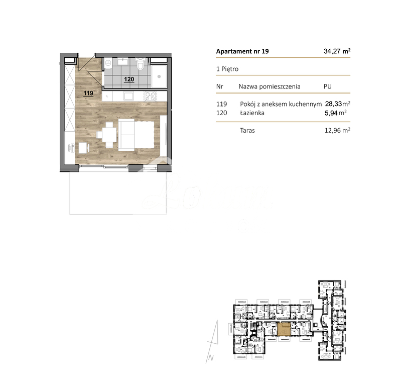 Mieszkanie 34,27&nbsp;m², Szczecin, Dąbie, Racławicka - zdjęcie 1
