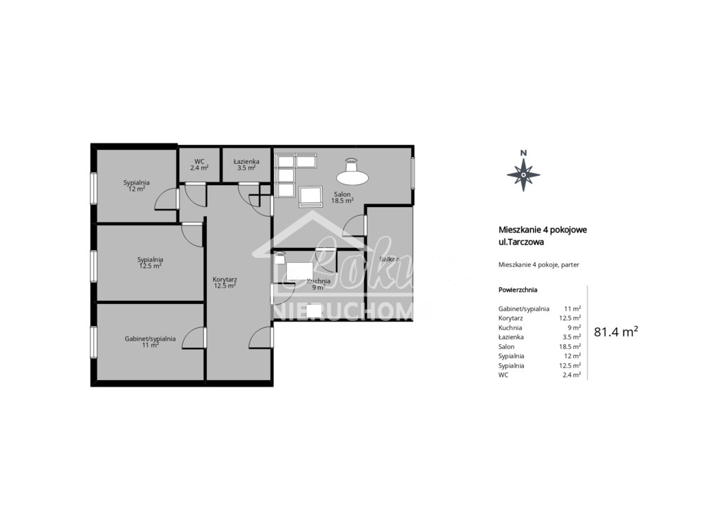 Mieszkanie 81,4&nbsp;m², Szczecin, Niebuszewo, Tarczowa - zdjęcie 2