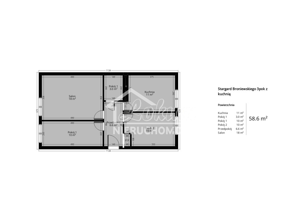 Mieszkanie 56,8&nbsp;m², Stargard, Giżynek, Władysława Broniewskiego - zdjęcie 1