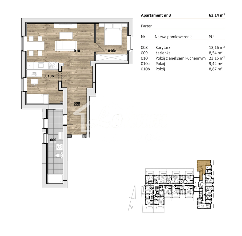 Mieszkanie 63,14&nbsp;m², Szczecin, Dąbie, Racławicka - zdjęcie 1