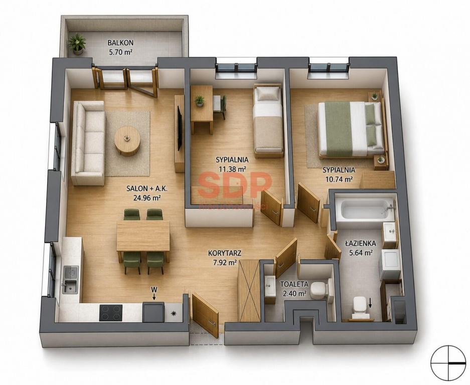 Mieszkanie 63 m², Wrocław, Krzyki, Krakowska - zdjęcie 6