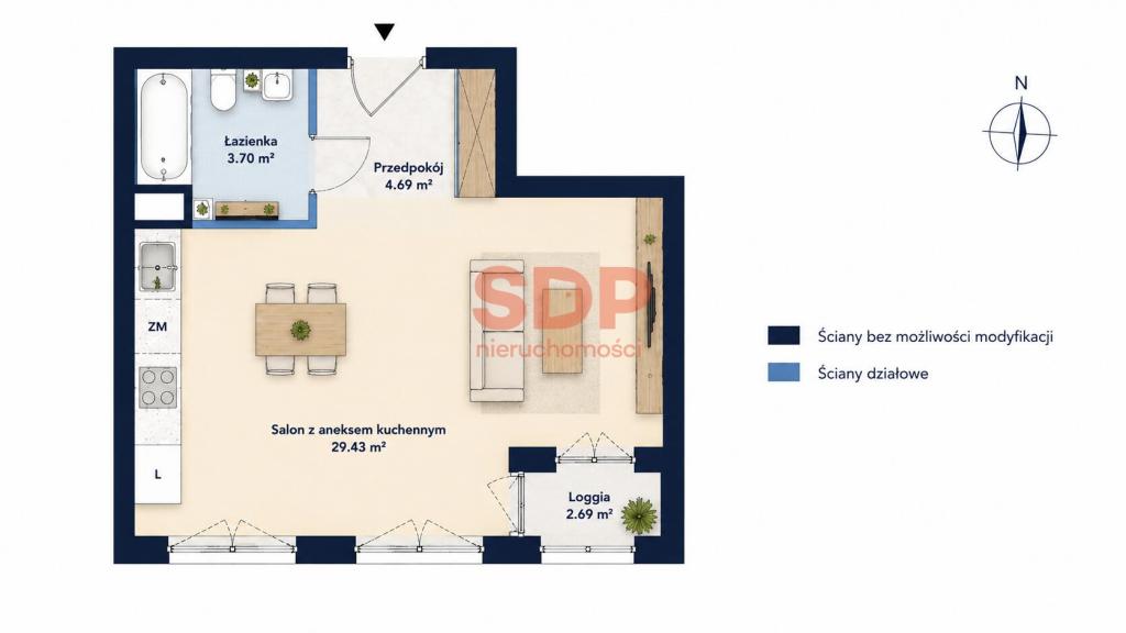 Mieszkanie 37&nbsp;m², Wrocław, Śródmieście, Jedności Narodowej - zdjęcie 6