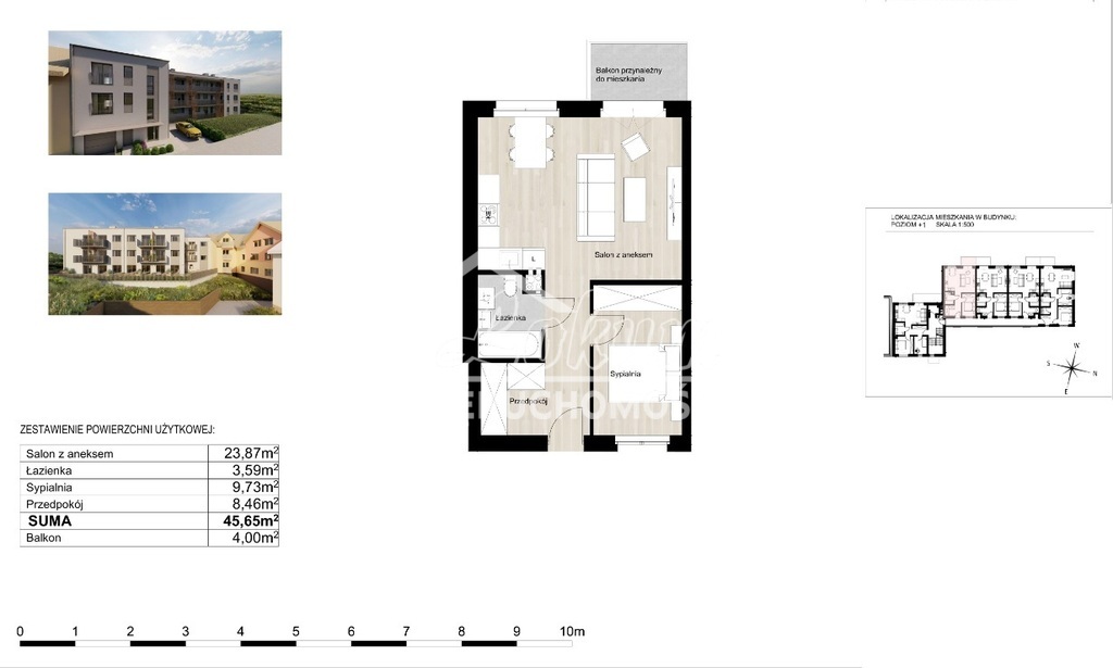 Mieszkanie 45,65&nbsp;m², Szczecin, Warszewo, Rostocka - zdjęcie 3