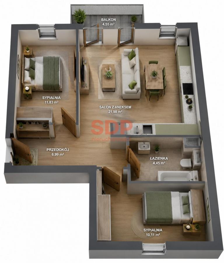 Mieszkanie 55 m², Święta Katarzyna, Żernicka - zdjęcie 6