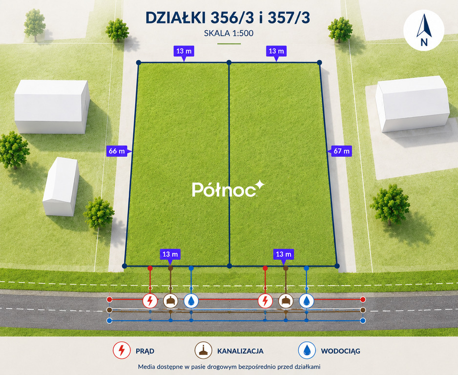 Działka budowlana 1718&nbsp;m², Pomigacze, Akacjowa - zdjęcie 2