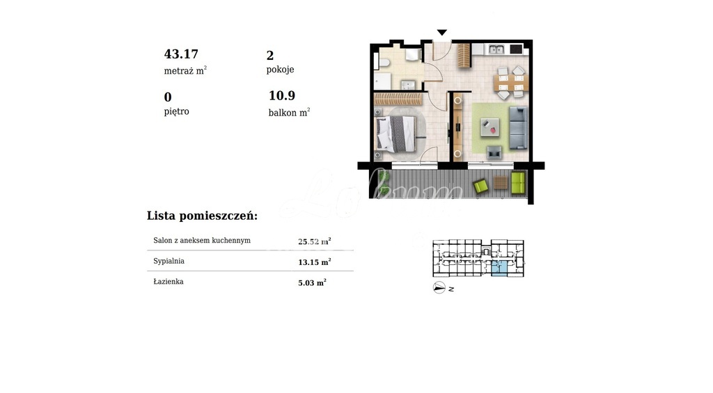 Mieszkanie 43,17&nbsp;m², Grzybowo, Nadmorska - zdjęcie 3