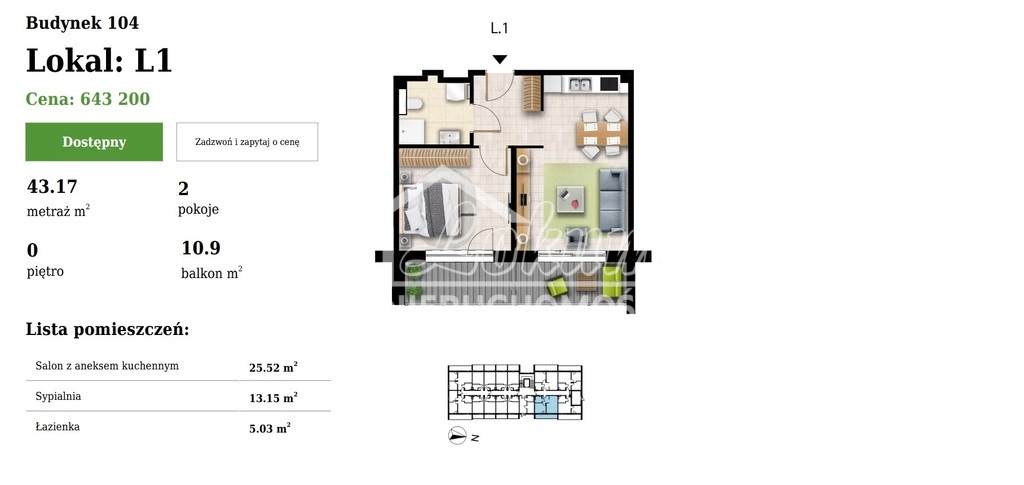 Mieszkanie 43,17&nbsp;m², Grzybowo, Nadmorska - zdjęcie 12
