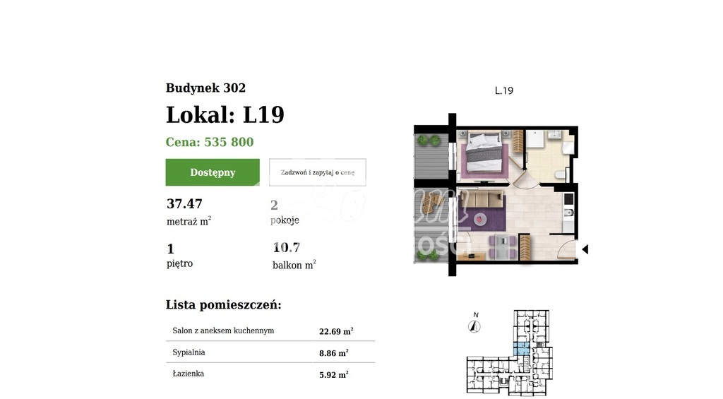Mieszkanie 37,47 m², Grzybowo - zdjęcie 1