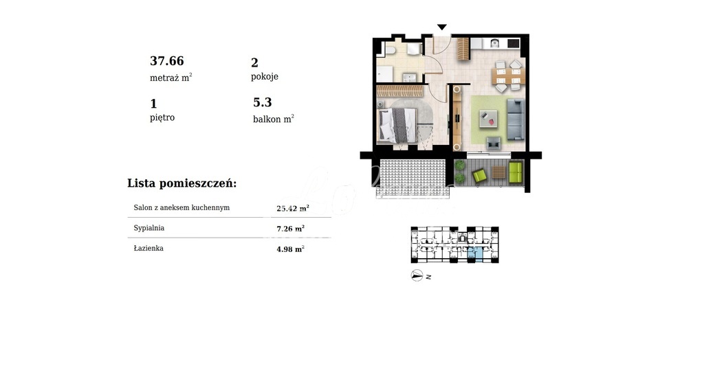 Mieszkanie 37,66 m², Grzybowo - zdjęcie 2