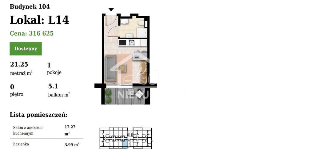 Mieszkanie 21,25 m², Grzybowo - zdjęcie 10