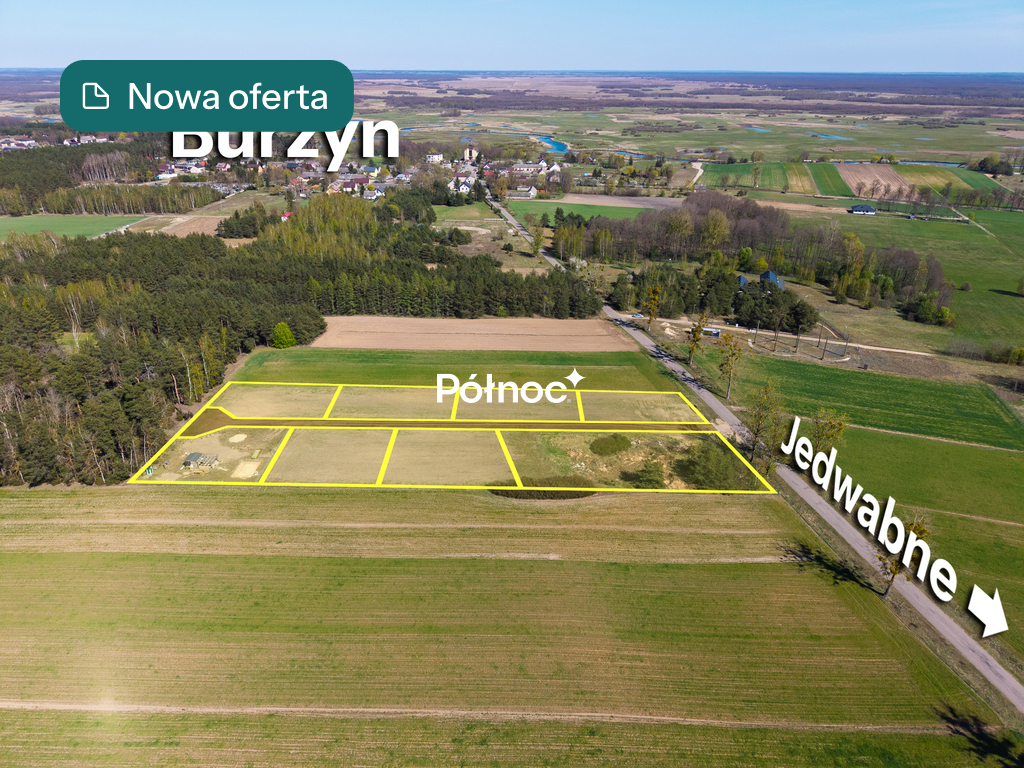 Działka budowlana 1056&nbsp;m², Burzyn, Krótka - zdjęcie 1