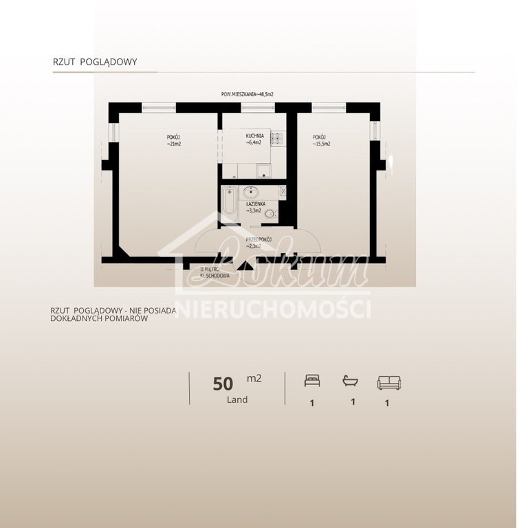 Mieszkanie 51 m², Szczecin, Maksyma Gorkiego - zdjęcie 2