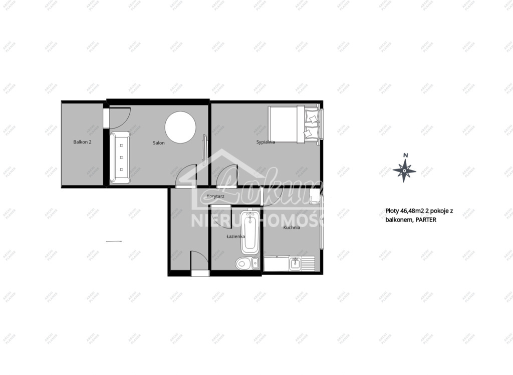 Mieszkanie 46,48 m², Płoty, Piastowa - zdjęcie 1