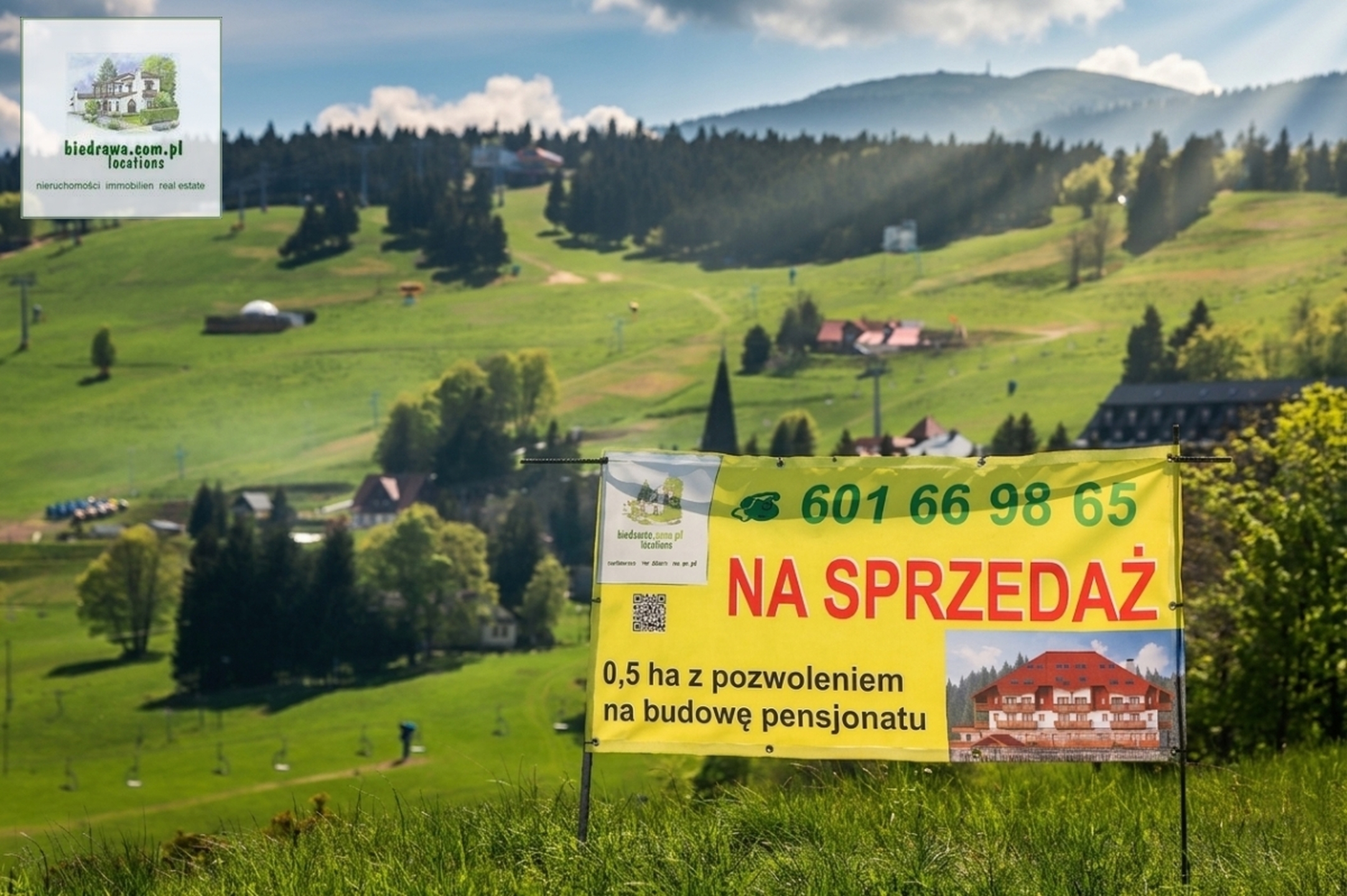 Zieleniec - działka 0,6 ha z pozwoleniem na budowę pensjonatu z basenem. - zdjęcie 1