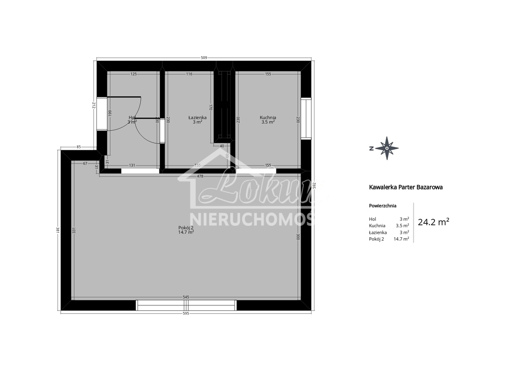 Mieszkanie 24,19&nbsp;m², Szczecin, Centrum, Bazarowa - zdjęcie 8