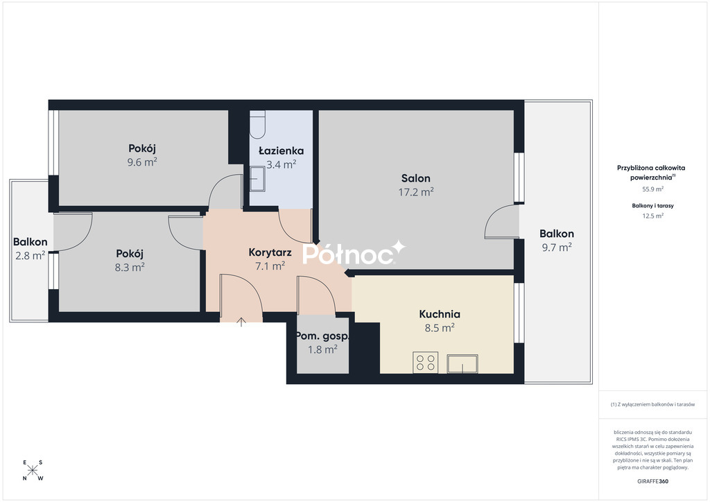 Mieszkanie 55,9&nbsp;m², Łomża, Kazańska - zdjęcie 4