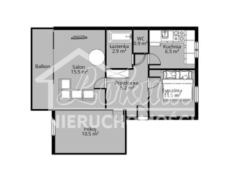 Mieszkanie 52,97&nbsp;m², Szczecin, Podjuchy, Krzemienna - zdjęcie 10