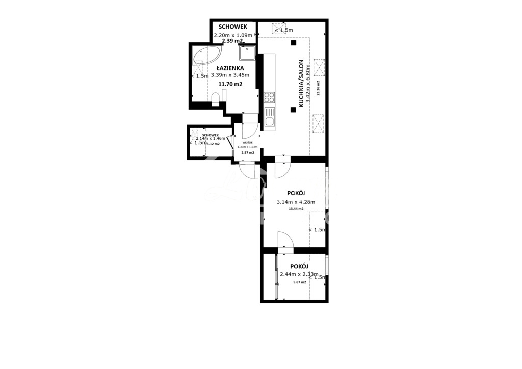 Mieszkanie 48,36&nbsp;m², Szczecin, Pogodno, Aleja Wojska Polskiego - zdjęcie 2